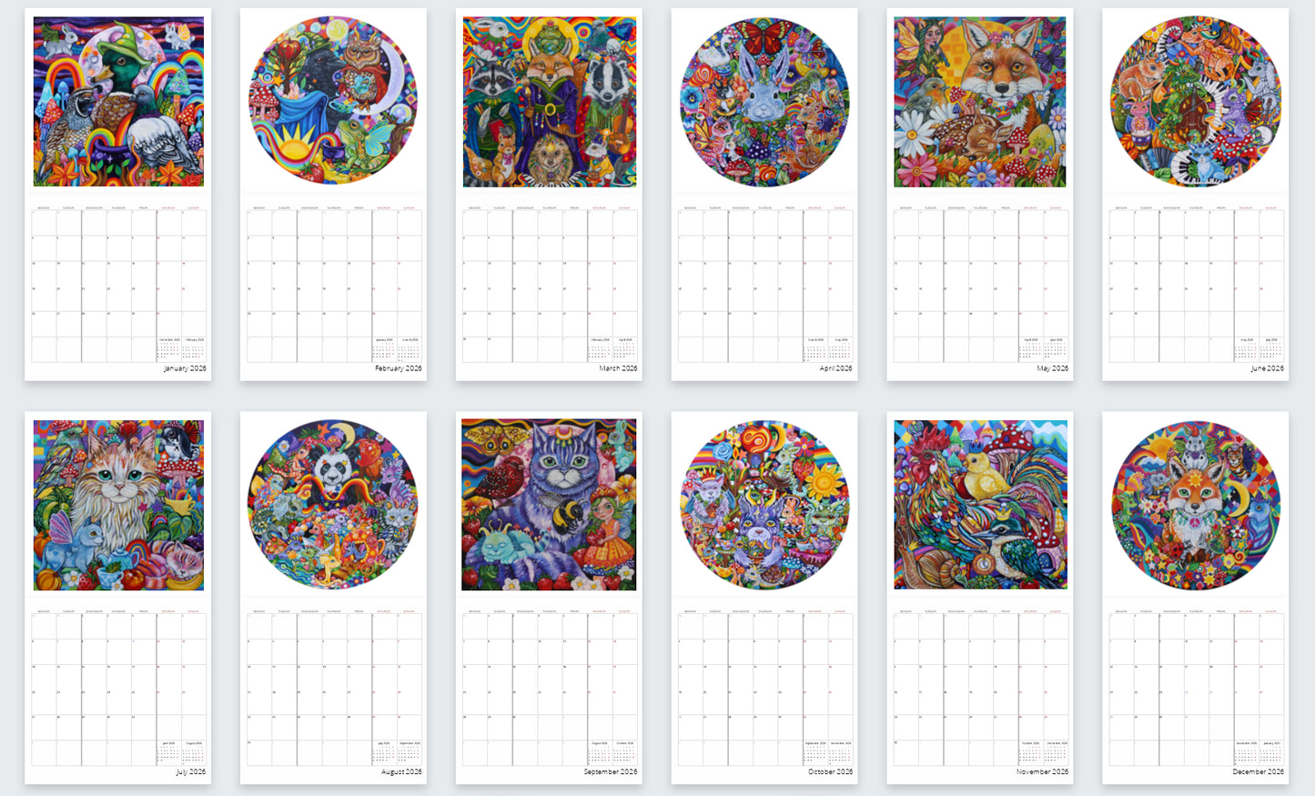 2026 Calendar - large: ‘Whimsical Wild Things (pre-order)