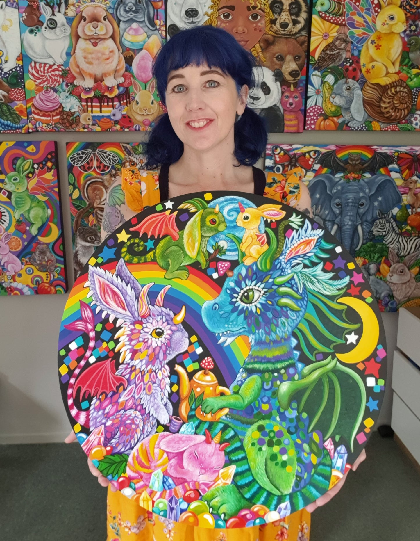 Bunnies in Dragonland - original painting