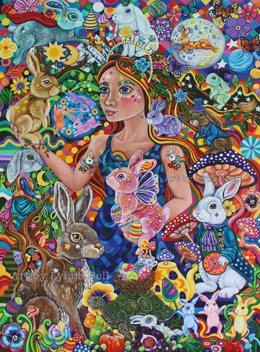 Ostara and the Lore of the Bunnies - Art Print - A5