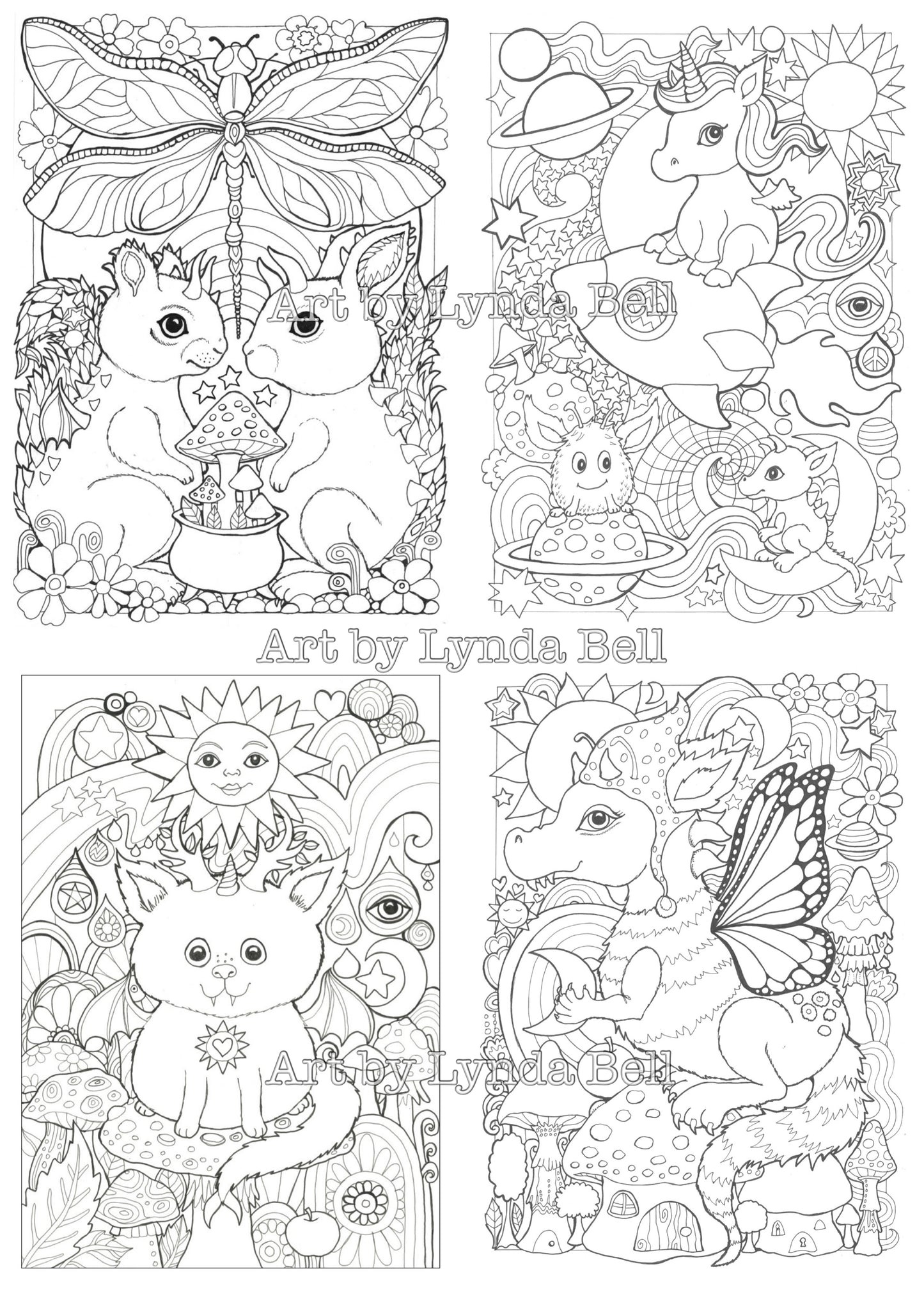 Colouring page pack - 12 unique designs