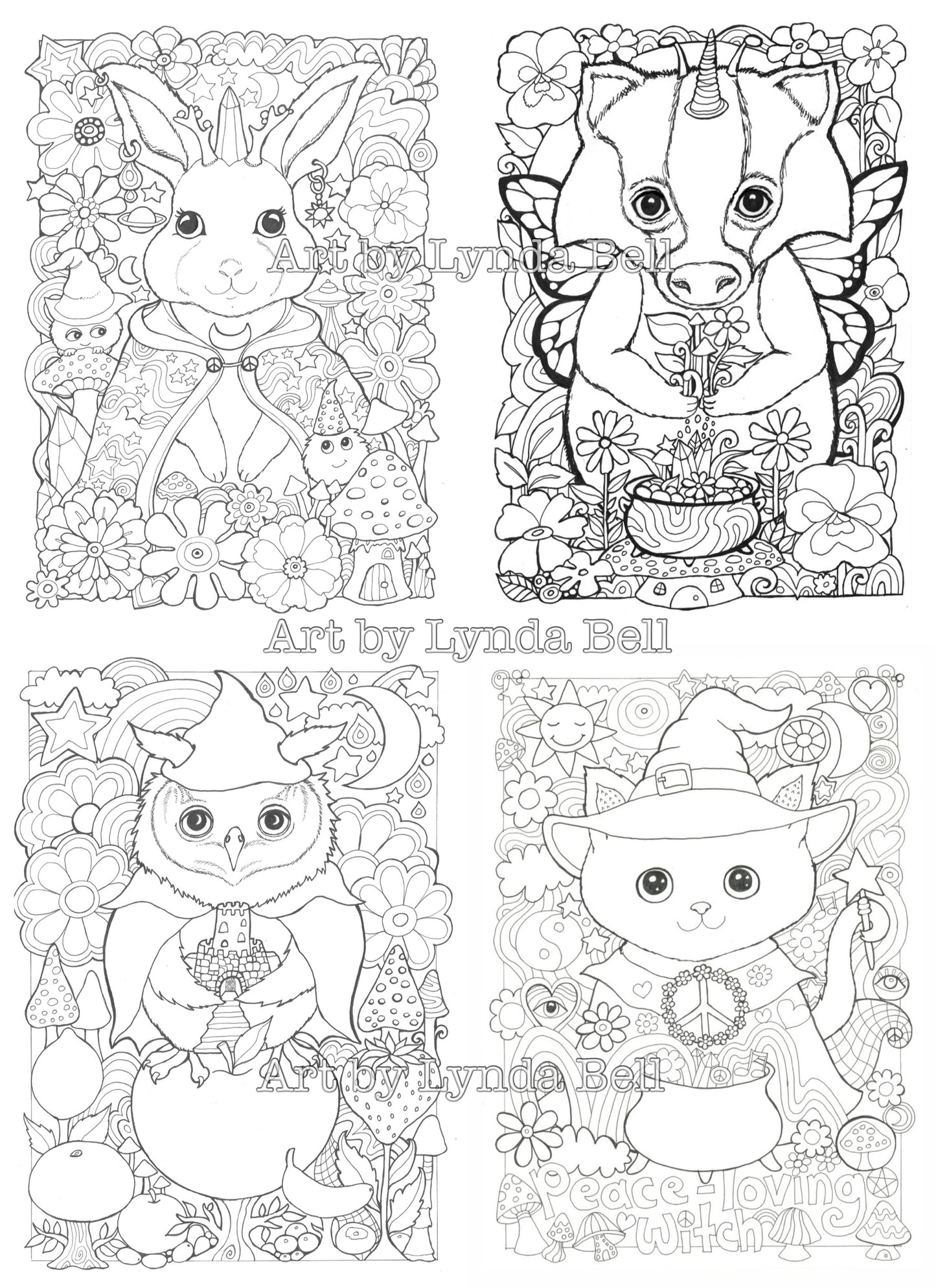 Colouring page pack - 12 unique designs