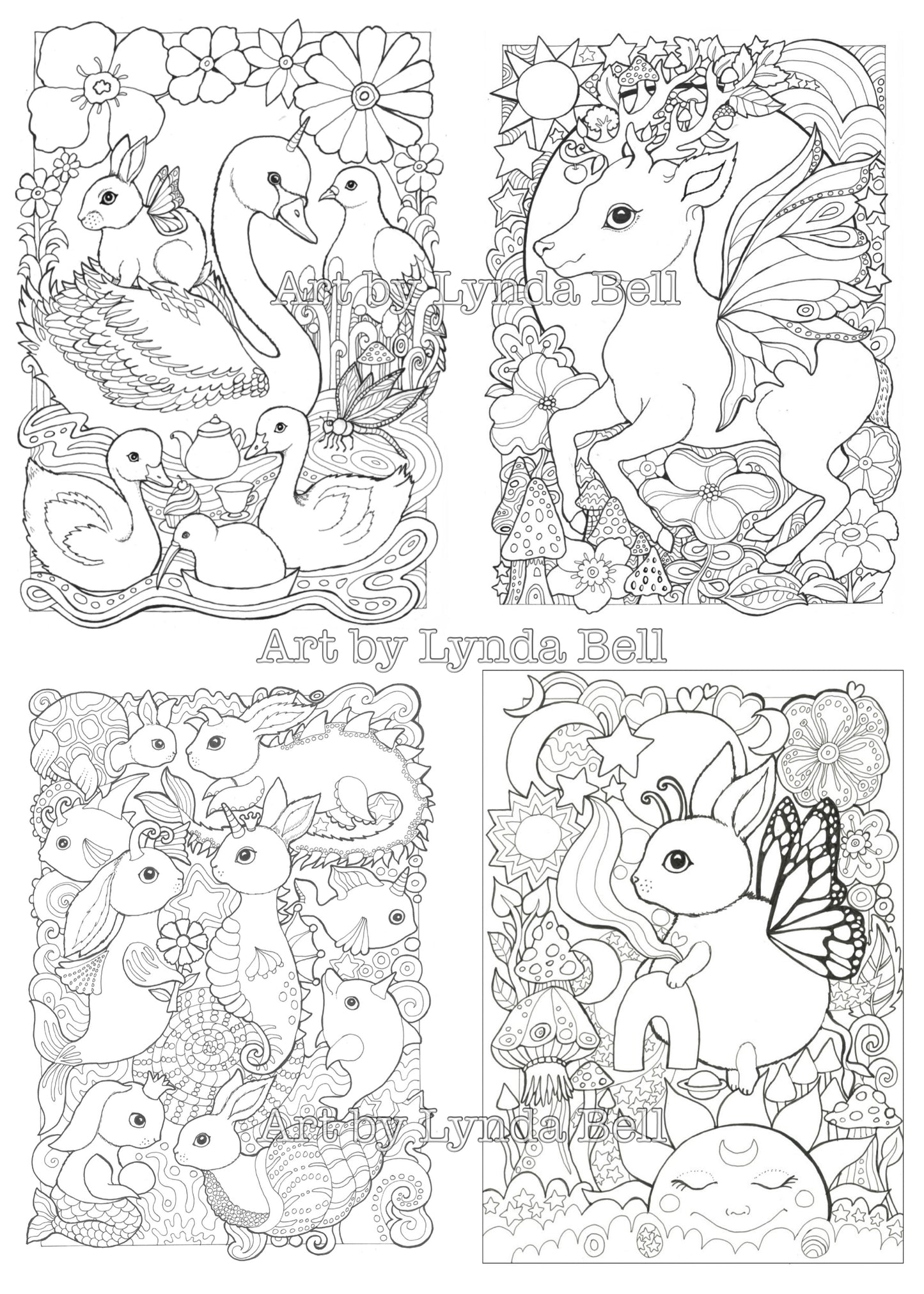 Colouring page pack - 12 unique designs