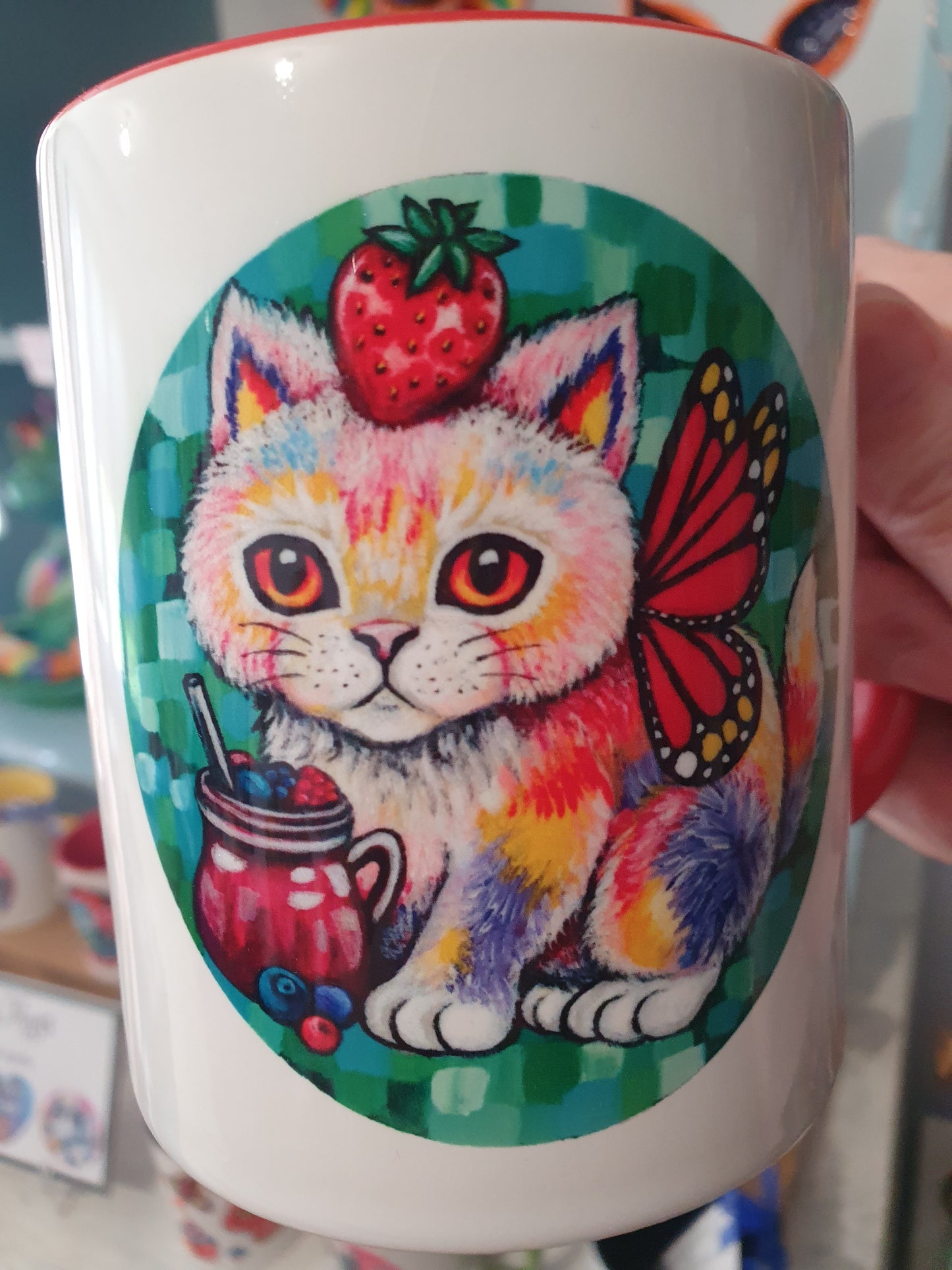 Cafe Cats Mug - Berry Smoothie & Mushroom Cacao