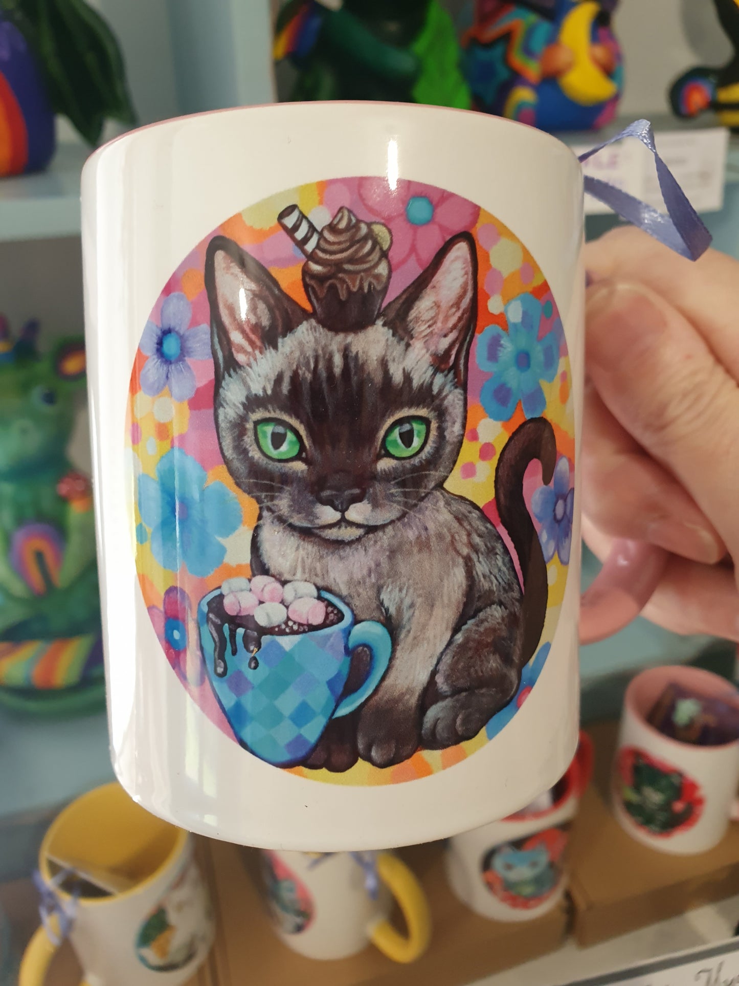 Cafe Cat Mug - Cappuccino & Hot Chocolate